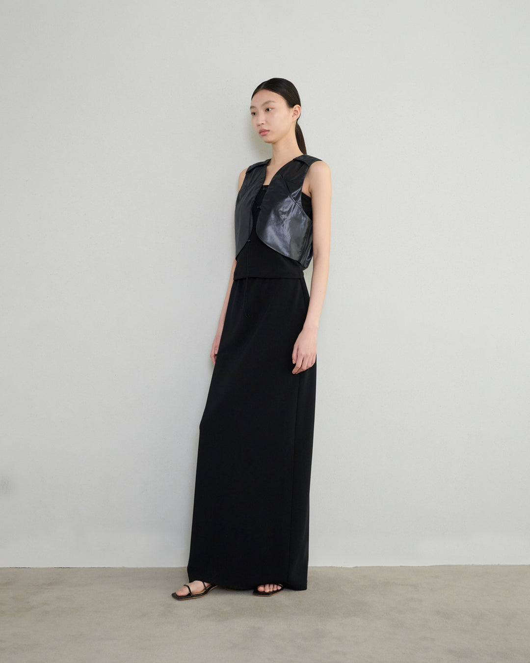 jersey long skirt black
