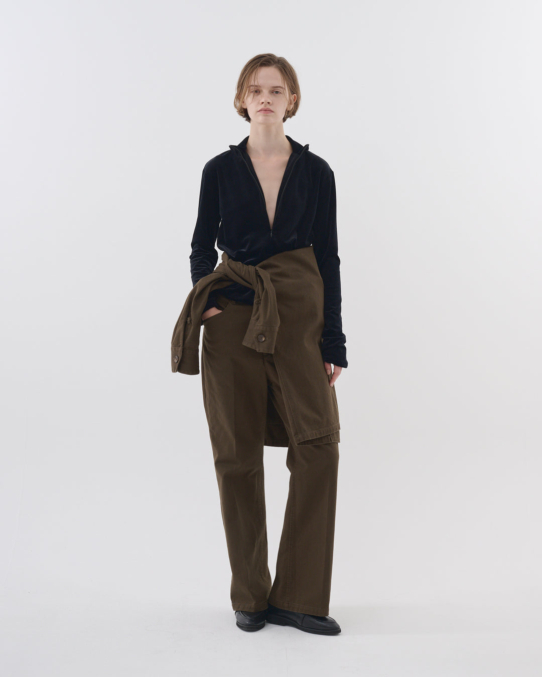 cotton flared work pants